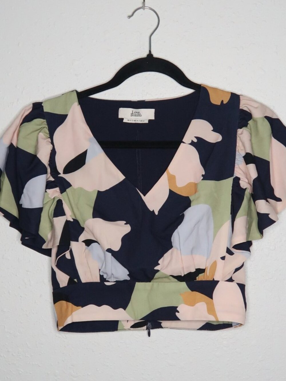 Love Bonito Floral Abstract Butterfly Sleeve Crop Top